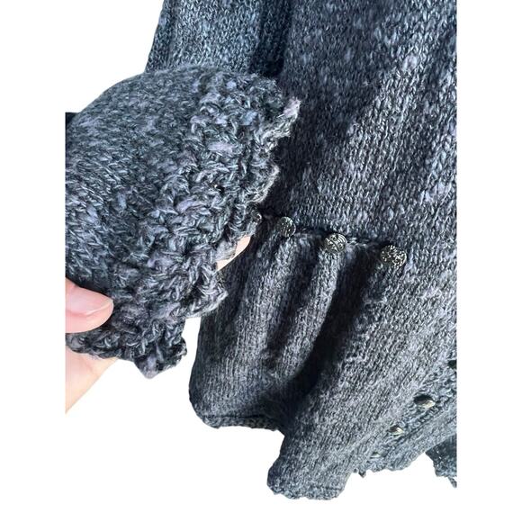 Hot Knots Engraved Buttons Crochet Flounce Sweater Lace Collar Size L/XL - Picture 5 of 11